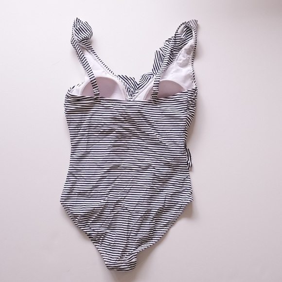 Niptuck navy and white stripe ruffle one piece swimsuit - Picture 4 of 5